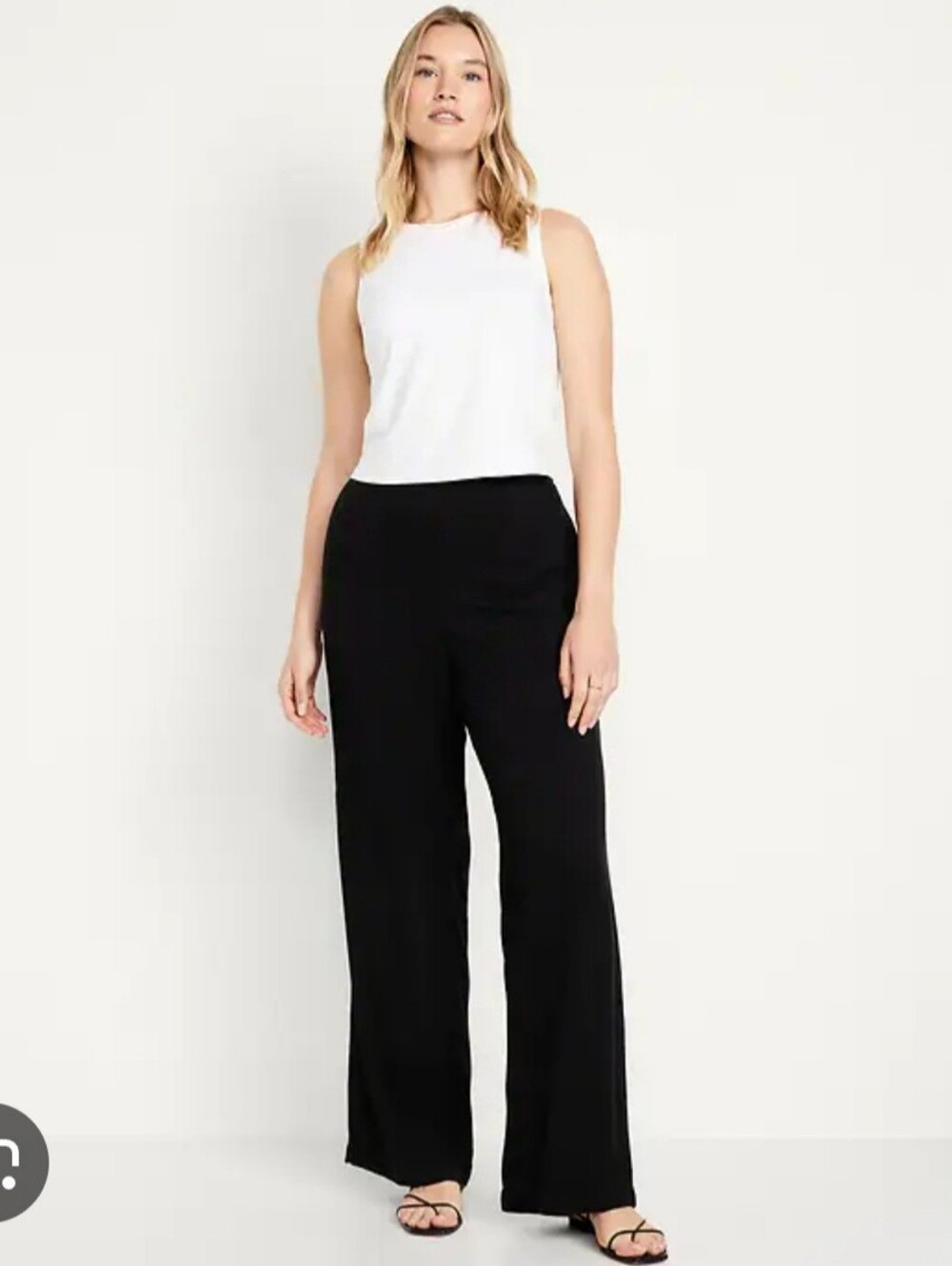 Old Navy High Rise Playa Wide Leg Black Pants Size Large Stretchy Casual Comfy
